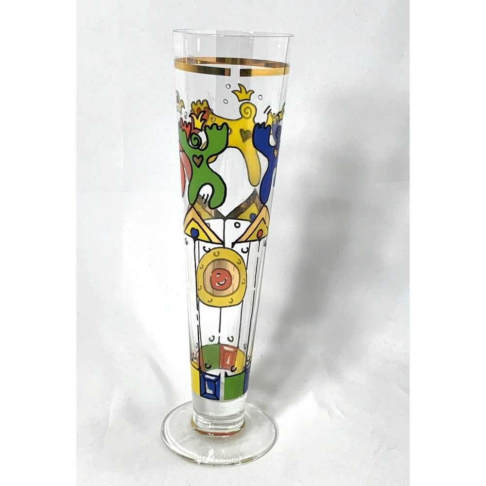Ritzenhoff Hyazinth Pakulla Tall Pilsner Glass PERFECT Multicolor Dancing Kings